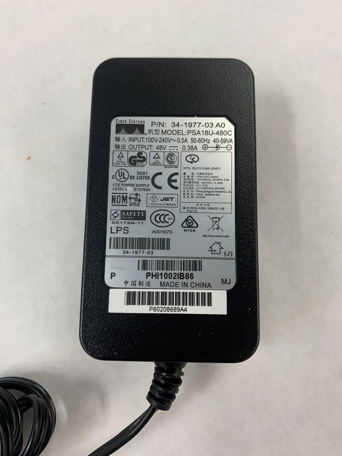 Lot of 3 Cisco PSA18U-480C Power Supply