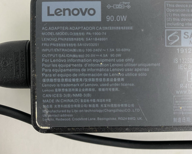 Lenovo ADLX90NLC2A 90W Square Tip AC Adapter Mixed Lot w/ PA-1900-74 Lot of 5