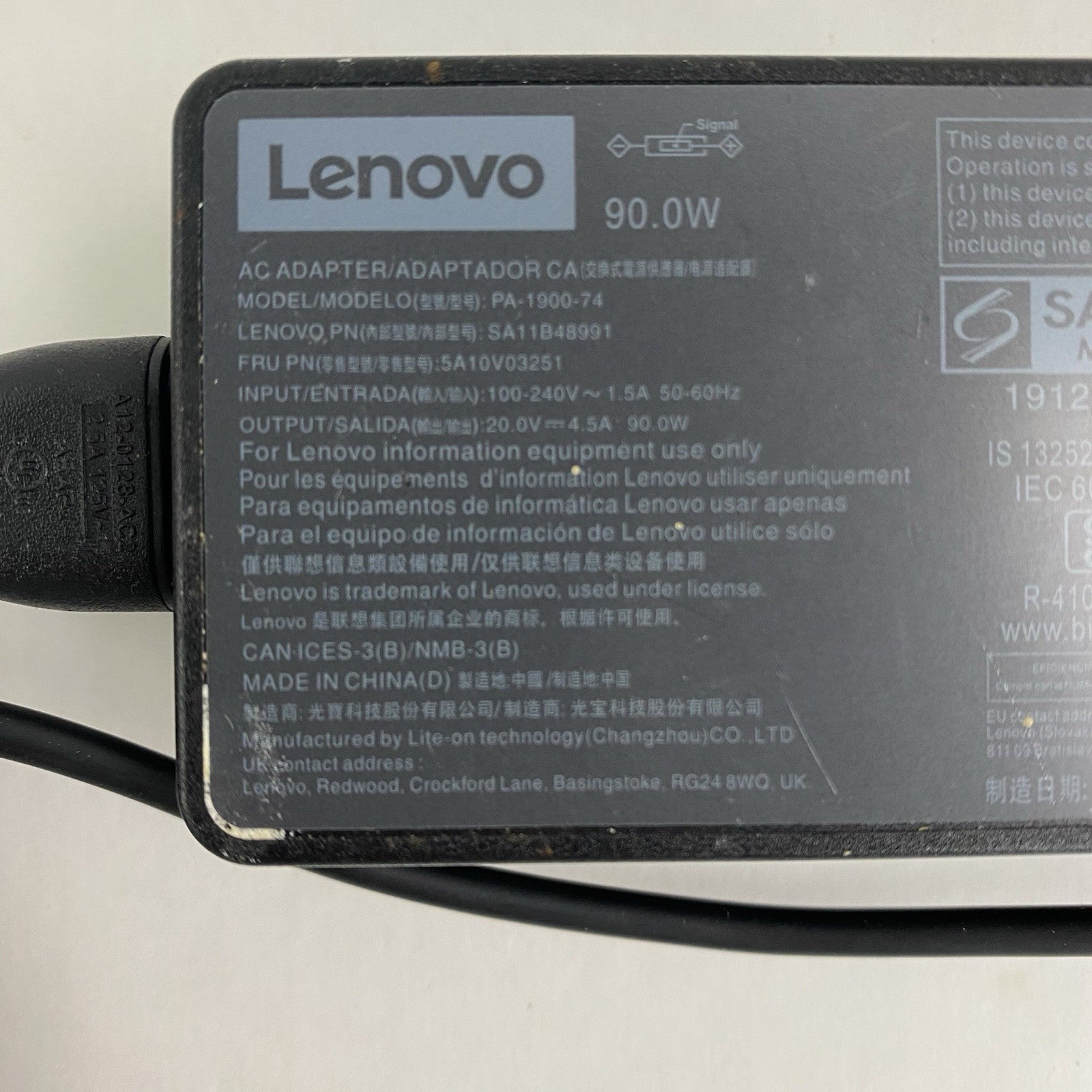 Lenovo ADLX90NLC2A 90W Square Tip AC Adapter Mixed Lot w/ PA-1900-74 Lot of 56