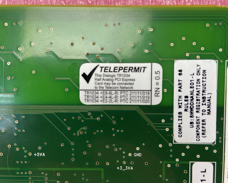 Canta Tech Brooktrout Telepermit TR1034+E8-8L PCIe Fax Board