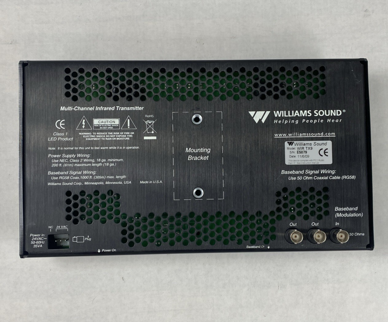 Williams Sound WIR TX9 Multi-Channel Infrared Transmitter