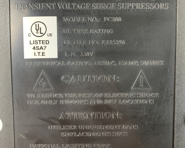 National Lighting PC200 Transient Voltage Surge Suppressor