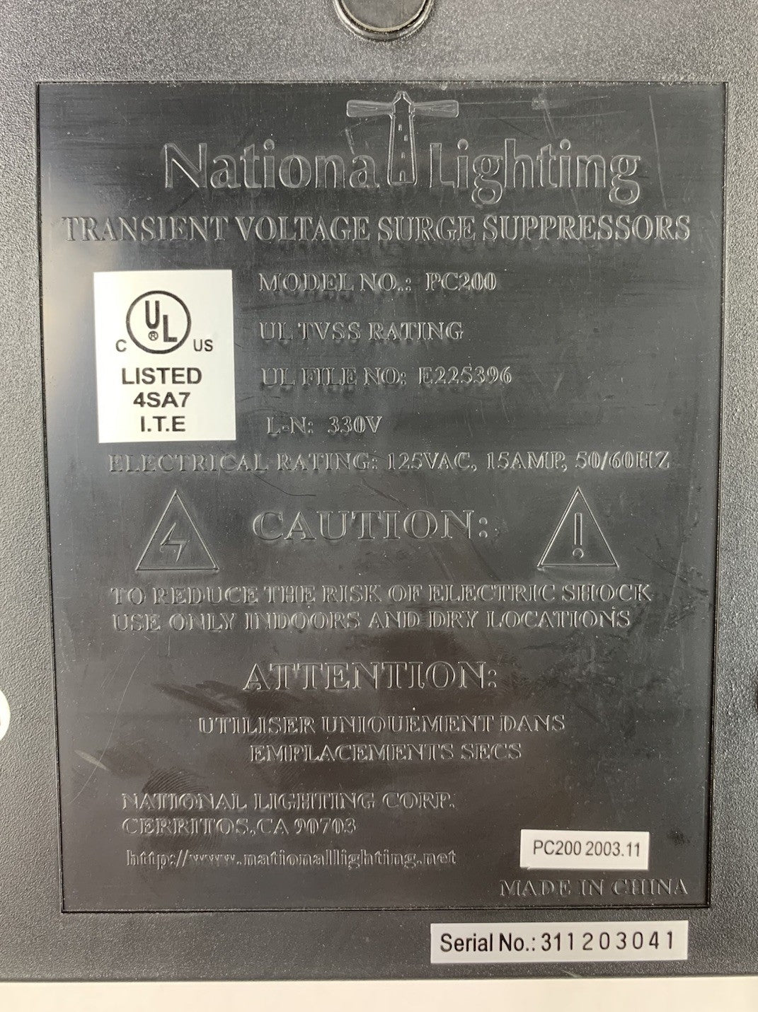 National Lighting PC200 Transient Voltage Surge Suppressor9