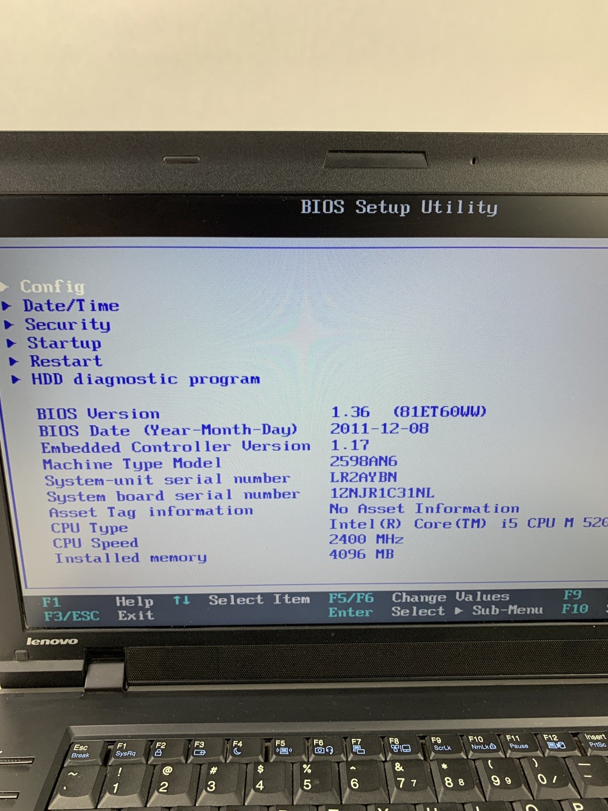 Lenovo ThinkPad L512 15.6" i5-M520 2.4 GHz 4 GB Ram No SSD/OS/AC/Batt2