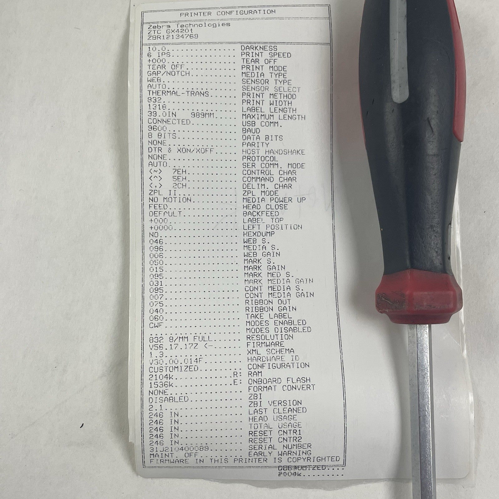Zebra GX420T Thermal Label Printer 25,400,089pgc Parts or Repair8