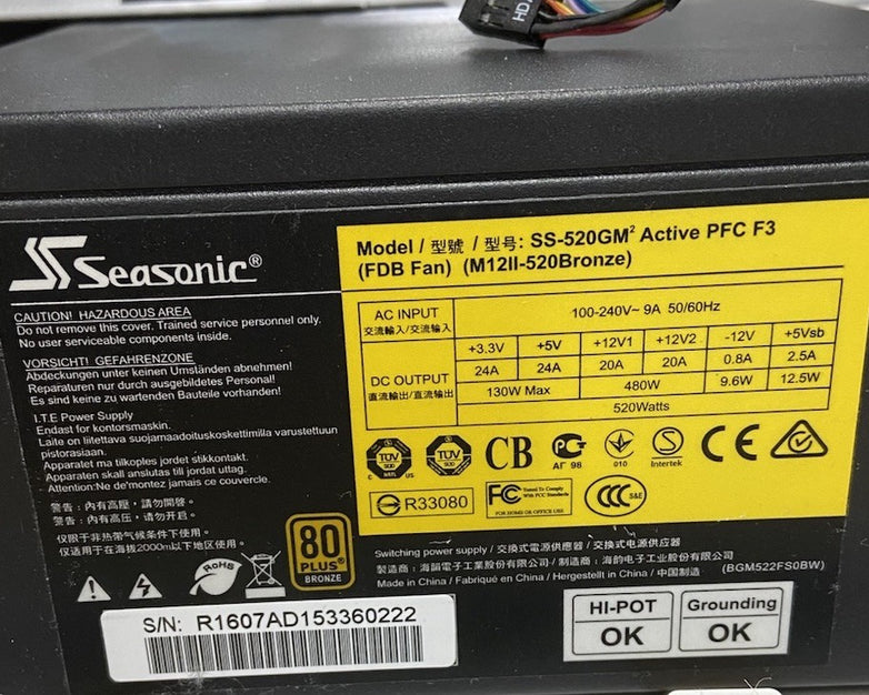 Cooler Master MasterBox 5 ATX Mid Tower Computer Case Seasonic SS-520GM 520W PSU