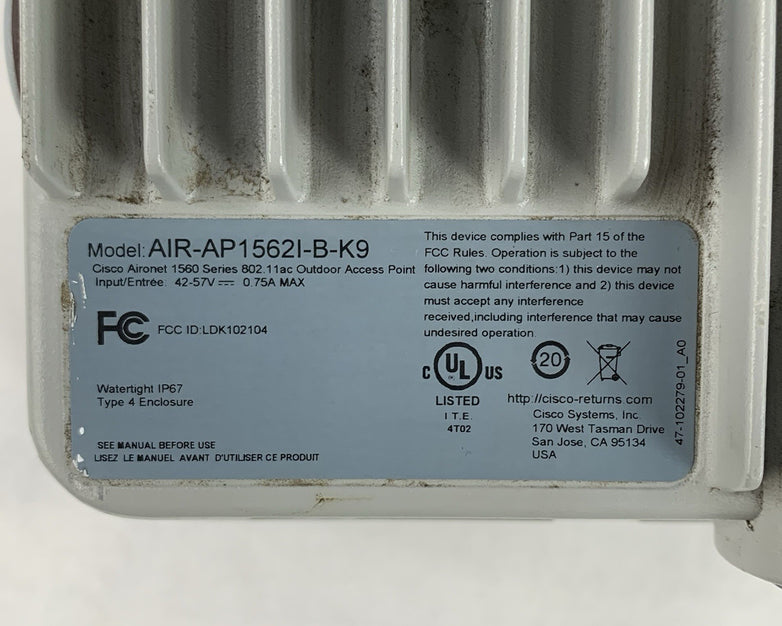 Cisco AIR-AP1562I-B-K9 802.11ac Outdoor Access Point Tested Reset