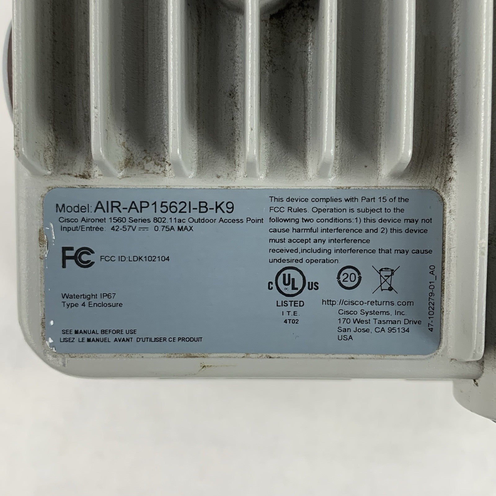 Cisco AIR-AP1562I-B-K9 802.11ac Outdoor Access Point Tested Reset8