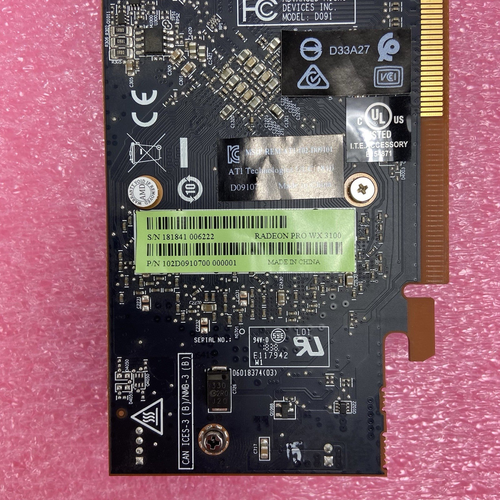 Radeon Pro WX 3100 PCIe x16 4GB GDDR5 Full Height Graphics Card 190-D09187-00_028
