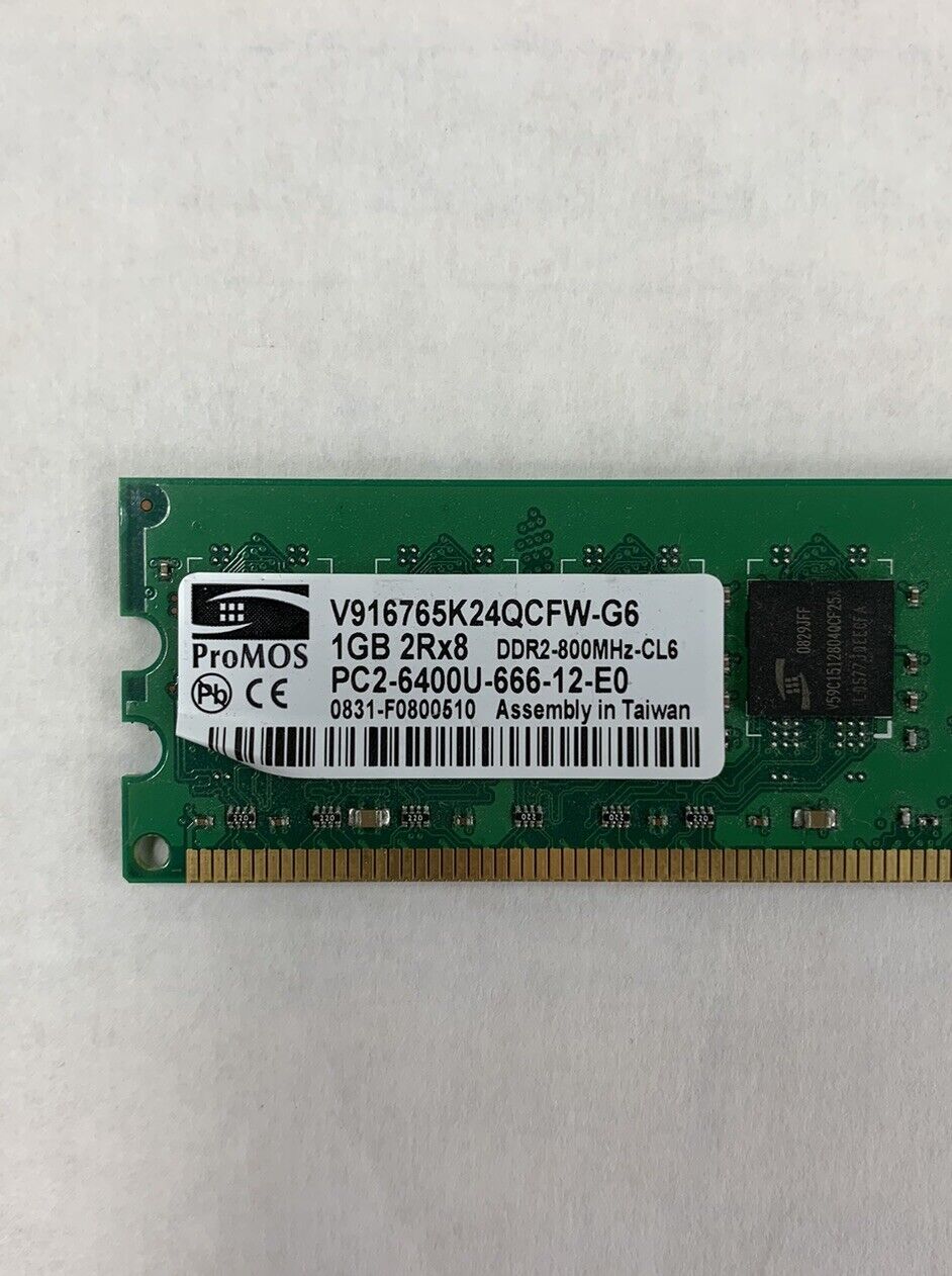 ProMOS 512MB 1Rx8 DDR2-800 PC2-6400 240pin DIMM V916764K24QCFW-G6 (Lot of 6)