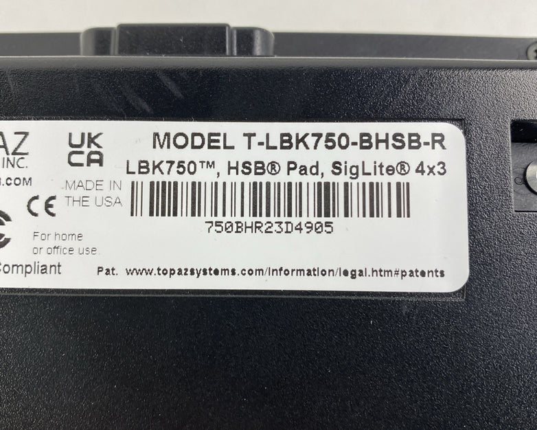 Topaz T-LBK750-BHSB-R HSB Signature Pad - Tested