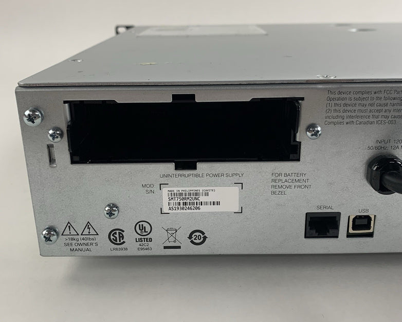 APC SMT750RM2U Line Interactive Rackmount No Battery No Faceplate W/ Caddy Cover