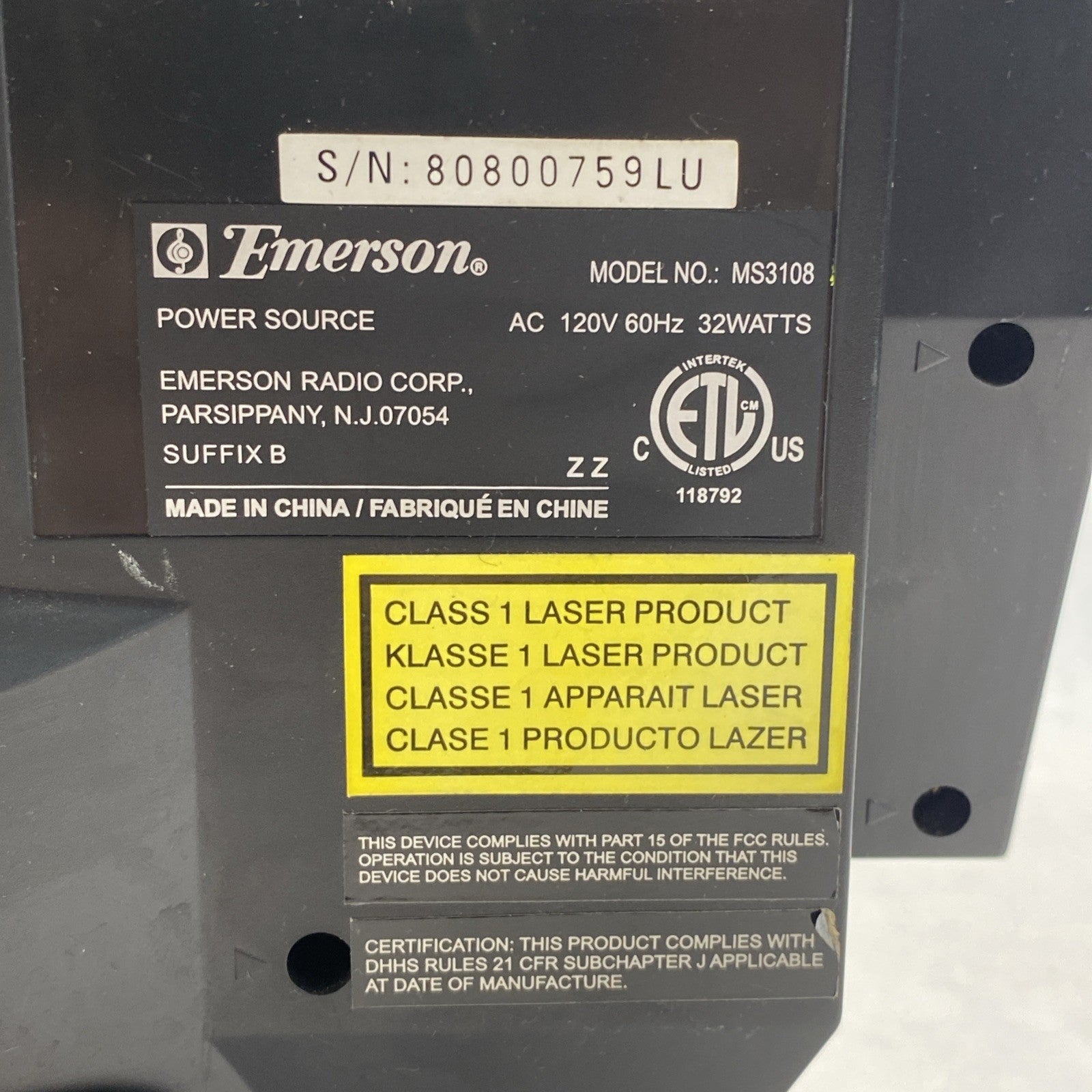 Emerson MS3108 3 CD Changer AM/FM Radio With Speakers - For Parts or Repair18