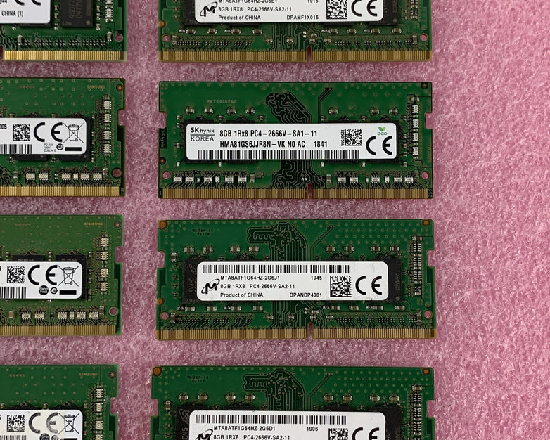 SK Hynix Micron Samsung Kingston 8 GB 1Rx8 PC4-2666V Memory Ram Mixed Lot of 8x