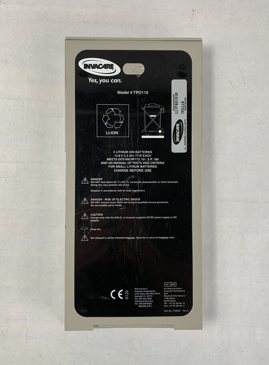 Invacare TPO110 Battery Pack SOLO2 Replacement Batteries Pack 1156904 C