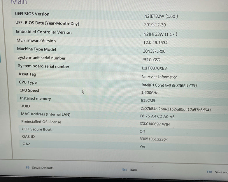 Lenovo ThinkPad T490 14" i5-8365U 1.60 GHz 8 GB RAM No SSD/OS/AC