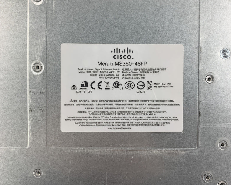 Cisco Meraki MS350-48FP-HW 48-Port PoE Managed Ethernet Switch Tested Reset