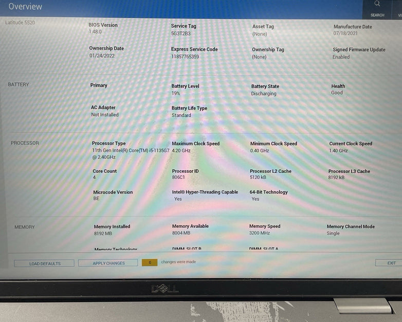 Dell Latitude 5520 15.6" i5-1135G7 2.40 GHz 8 GB RAM No SSD/OS/AC - Bad C-Port