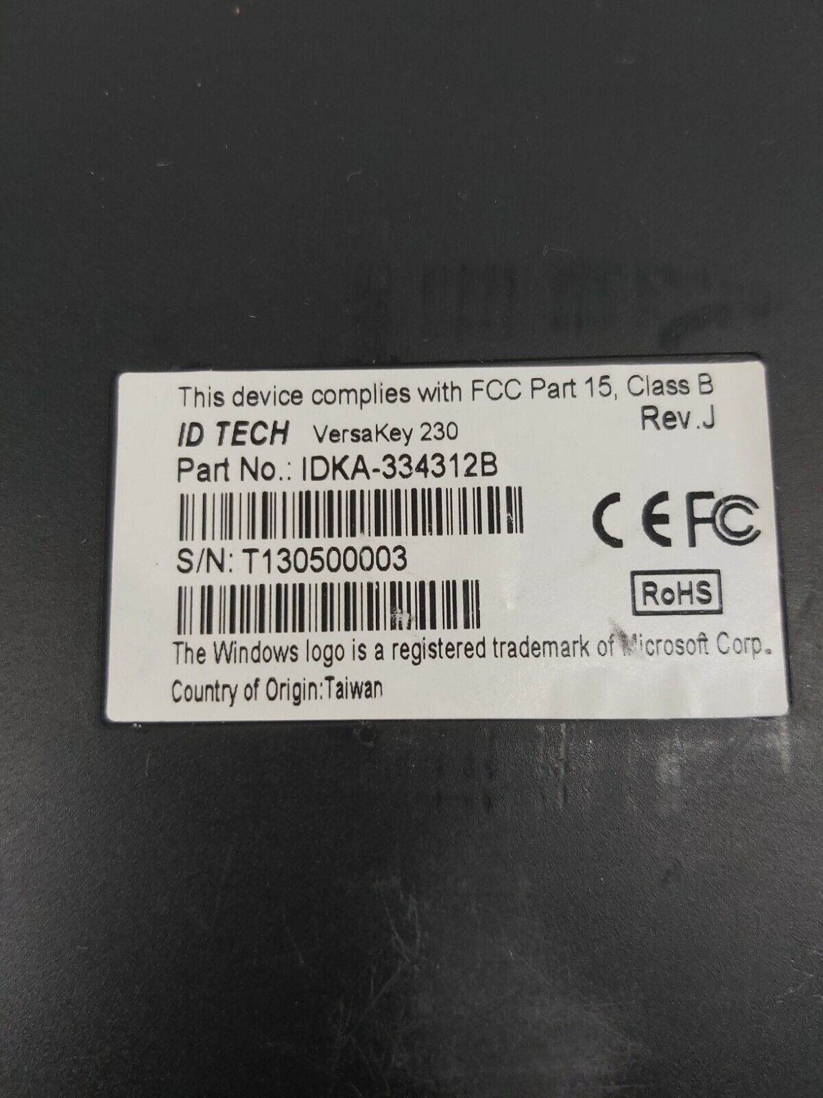 ID Tech IDKA-334312B Magstripe Card Reader Keyboard