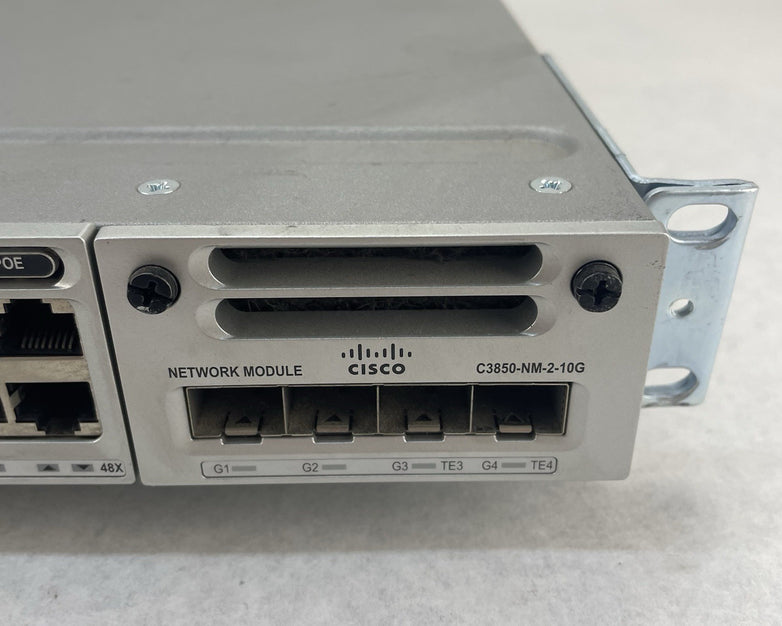 Cisco WS-C3850-48P-S 48-Port V06 PoE+ 2x PSU NM-4-10g Gigabit Switch - Tested