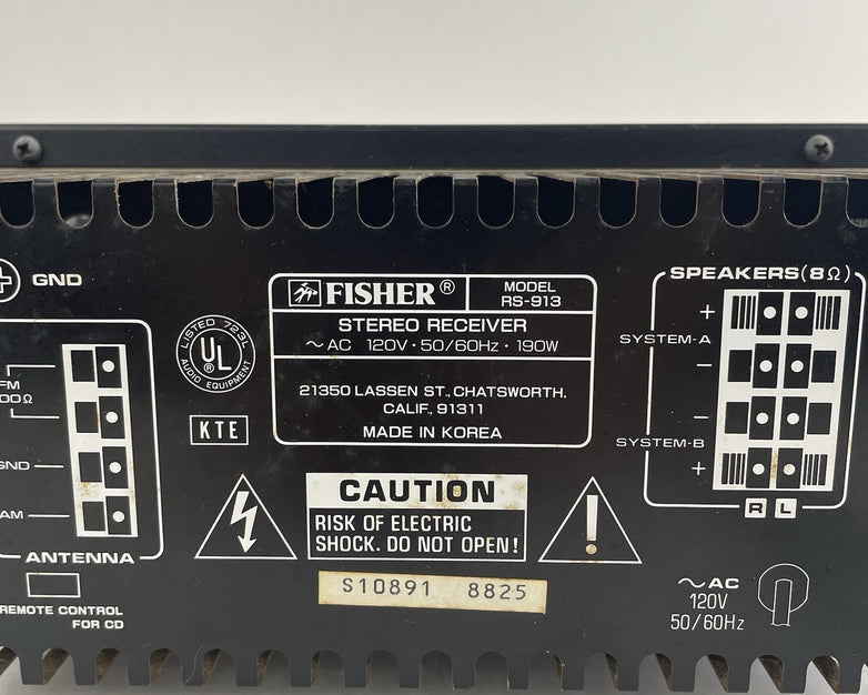 Fisher Studio Standard RS‑913A Stereo Receiver Tested For Parts Broken Tuner