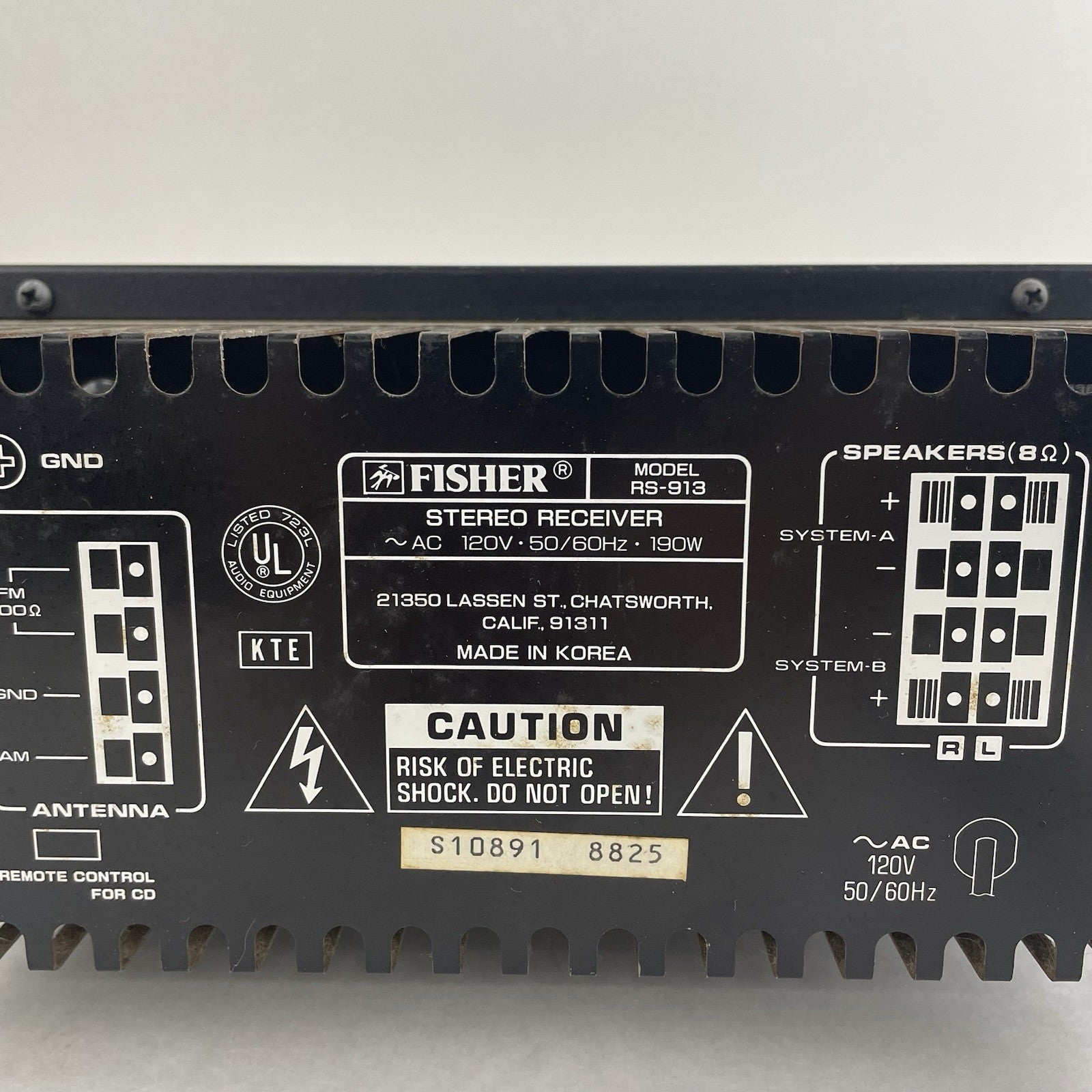 Fisher Studio Standard RS‑913A Stereo Receiver Tested For Parts Broken Tuner9