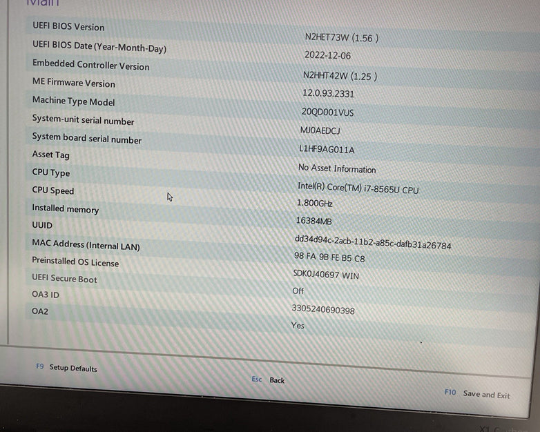 Lenovo ThinkPad X1 Carbon 7Gen i7-8565U 1.80 GHz 16 GB RAM No SSD/OS/AC/Batt