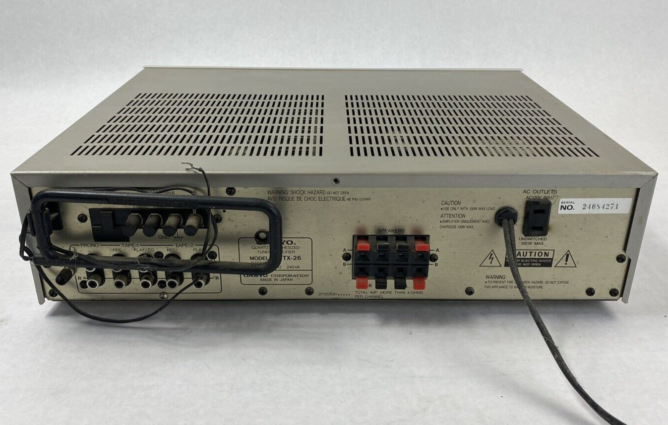Vintage Onkyo Model TX-26 Quartz Synthesized Tuner Amplifier Untested