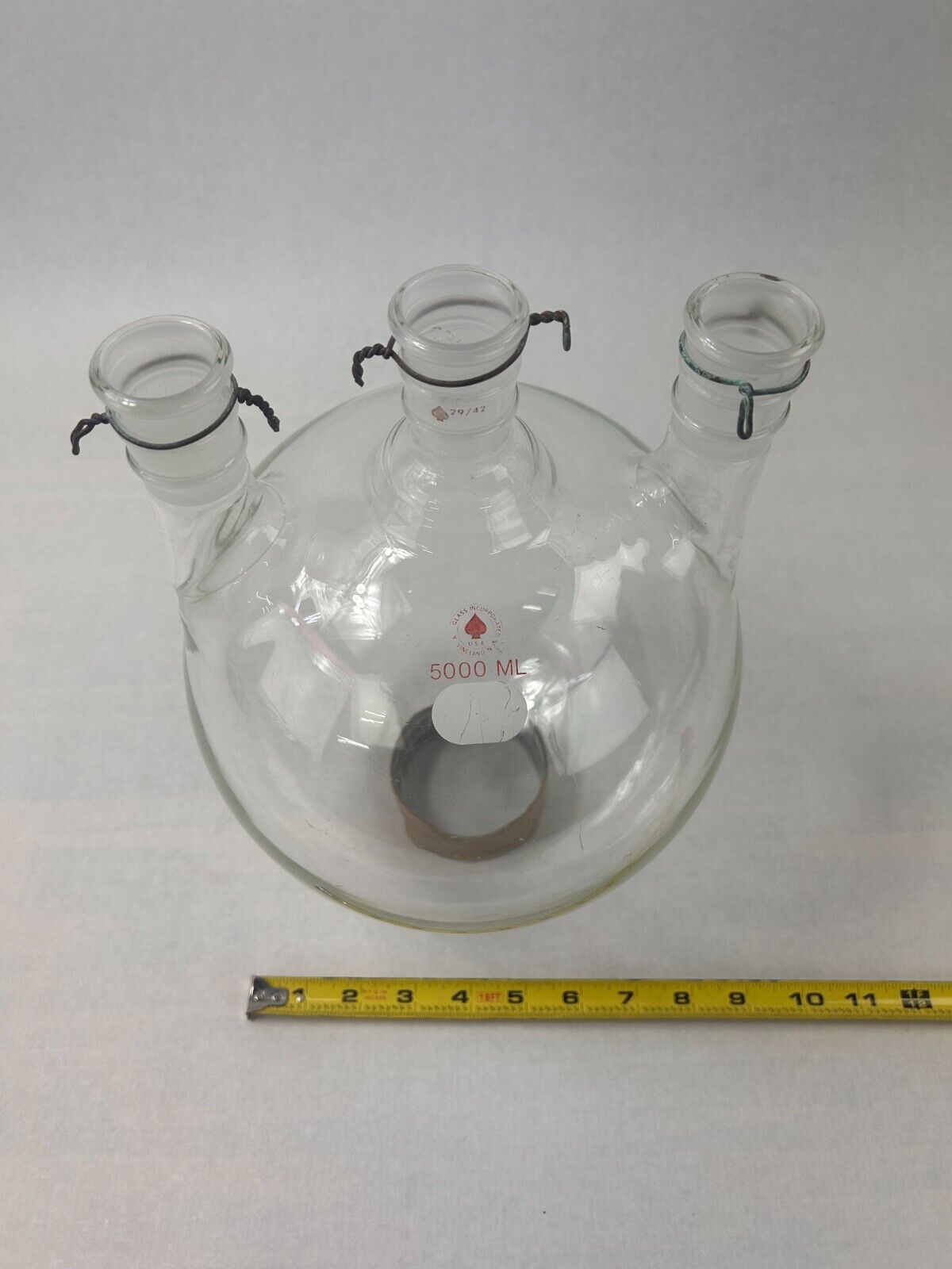 ACE Glass 5000mL 3-Neck Vertical Round Reaction Flask 29/42 Joints
