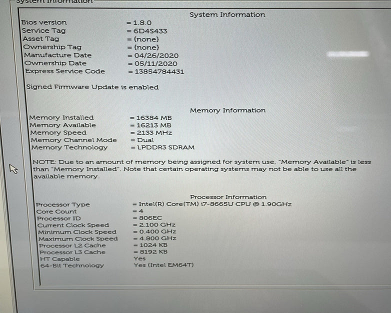 Dell Latitude 7400 2-in-1 14" i7-8665U 1.90 GHz 16 GB RAM No SSD/OS/AC