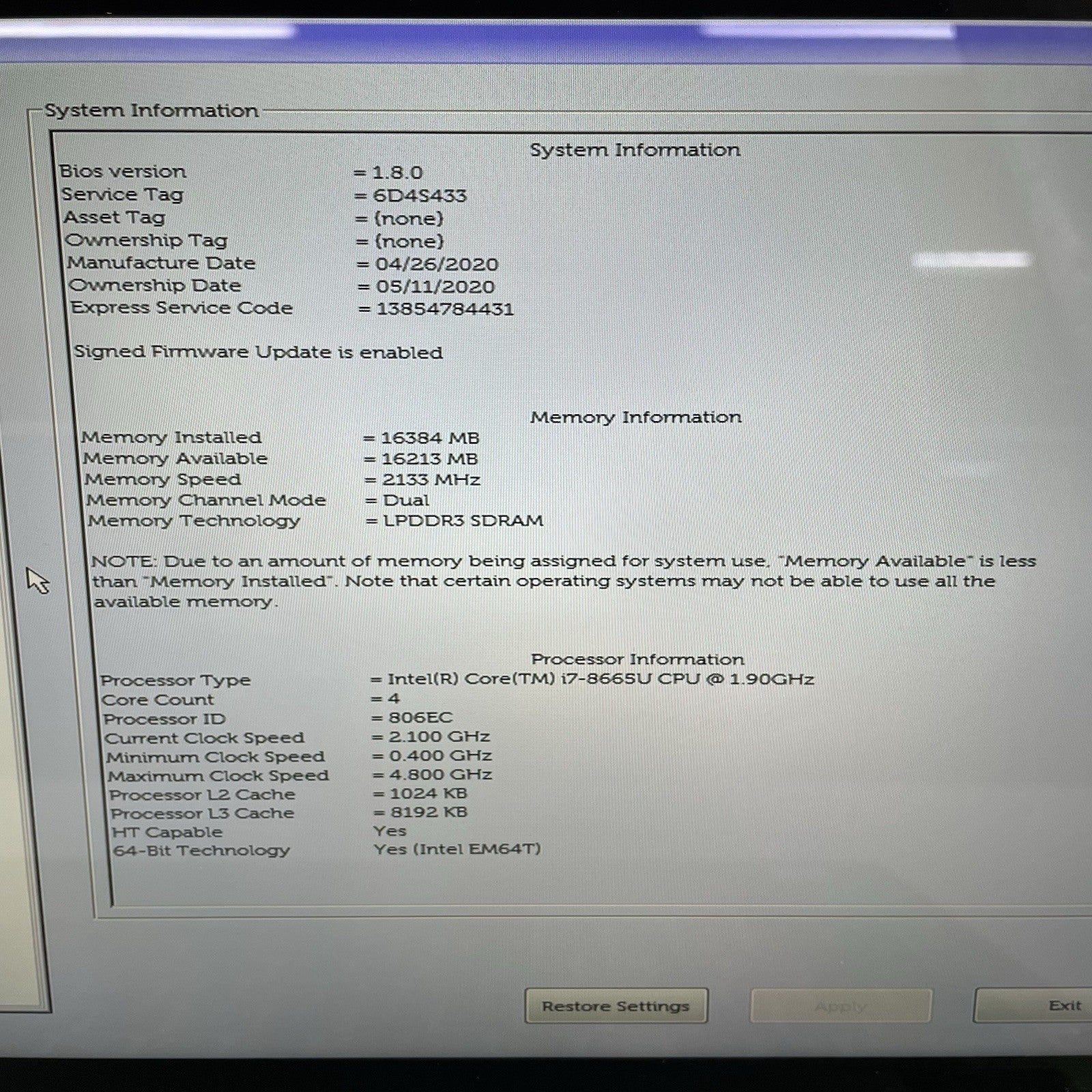 Dell Latitude 7400 2-in-1 14" i7-8665U 1.90 GHz 16 GB RAM No SSD/OS/AC3