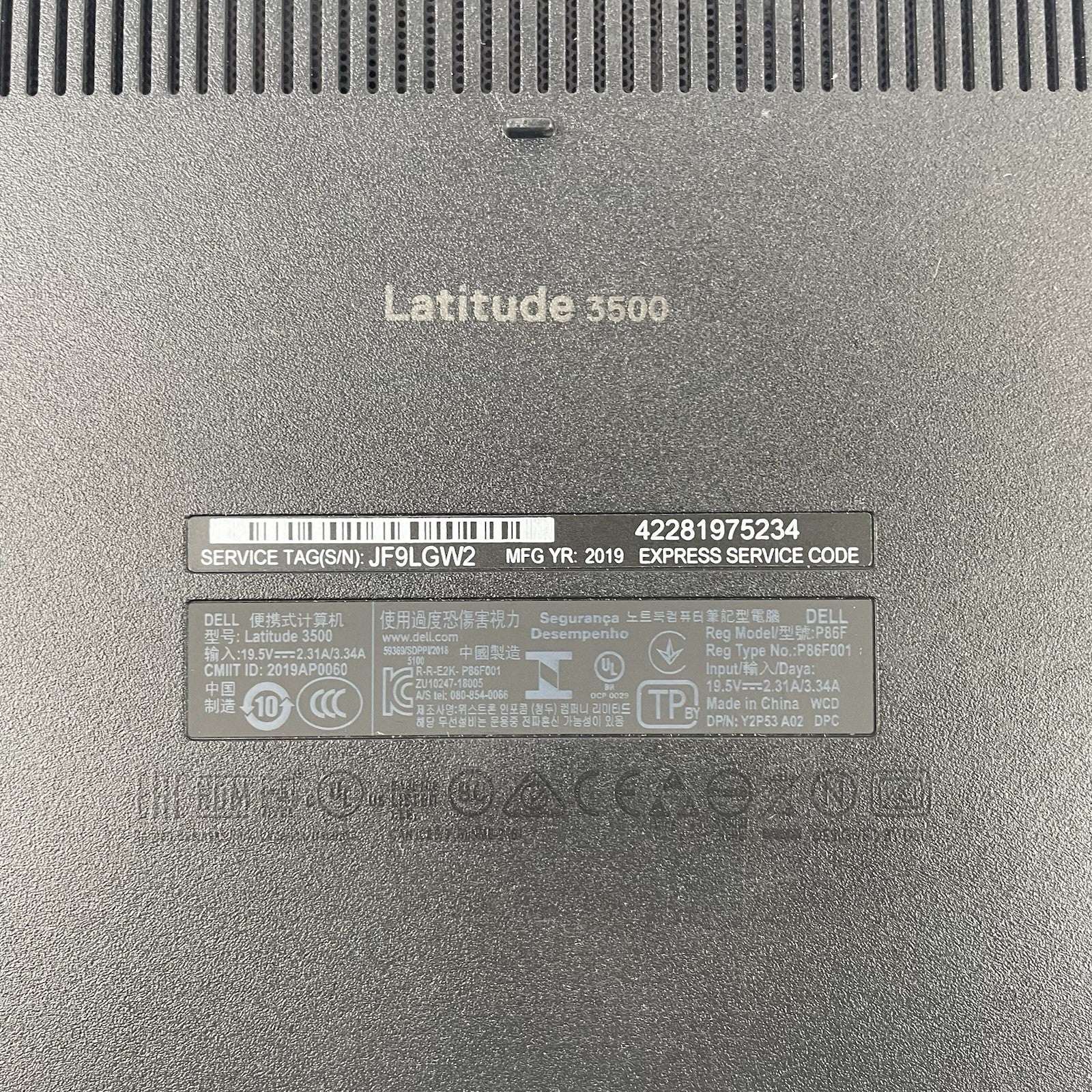 Dell Latitude 3500 15.6" i5-8265U 1.60 GHz 8 GB RAM No SSD/OS/AC15