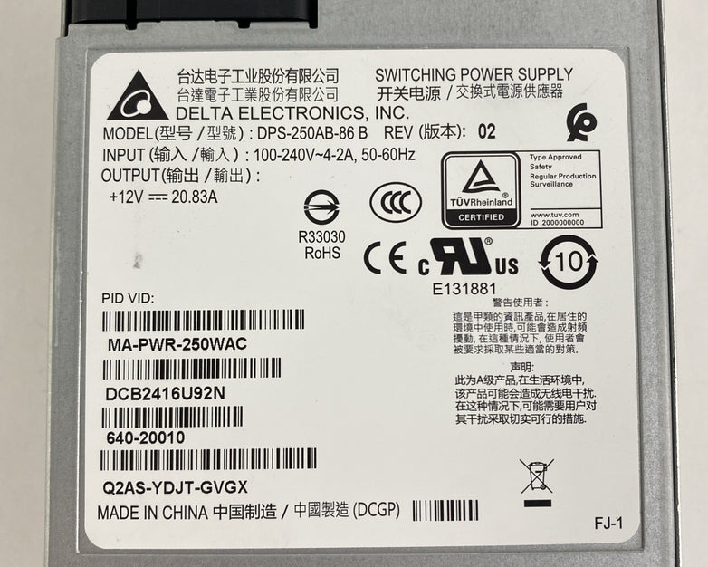 Delta Electronics DPS-250AB-86 B REV 02 Switching Power Supply