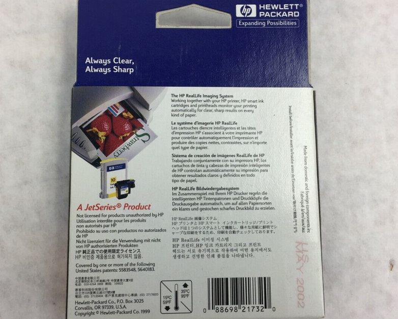 Genuine HP 10 Printhead Yellow C4803A  Warranty End Date May 2002 Factory Sealed