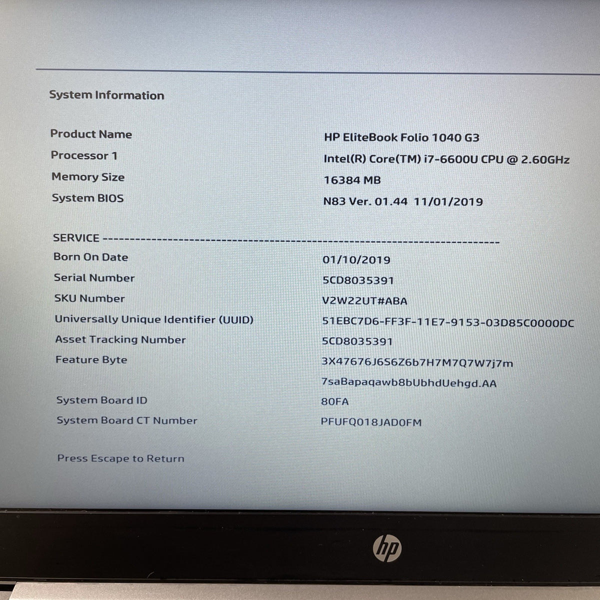 HP EliteBook Folio 1040 G3 14" i7-6600U 2.60 GHz 16 GB RAM No SSD/OS/AC2