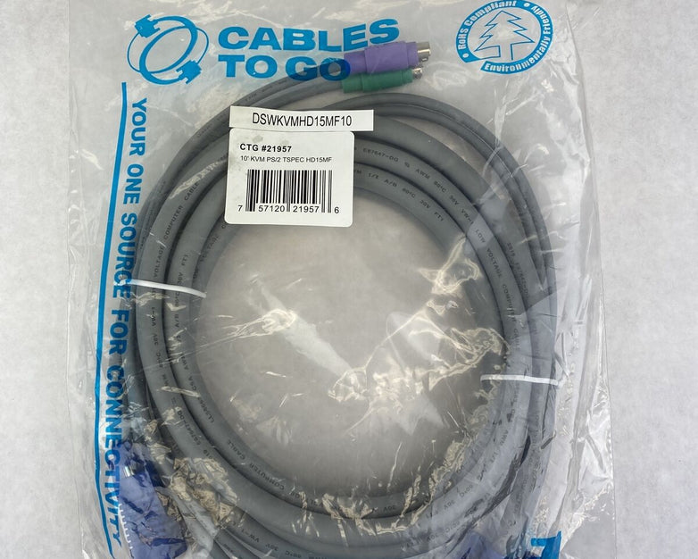 KVM Switch Cable 6-pin PS2 Keyboard Mouse & HD15 VGA Male to Male (Lot of 3)
