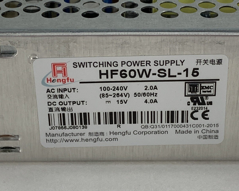 Hengfu HF60W-SL-15 Switching Power Supply 60W AC Input 100-240V DC 15V - Tested