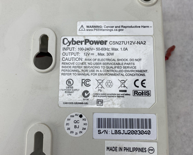 Cyber Power CSN27U12V-NA2 12V Power Supply No Battery No Front Battery Cover