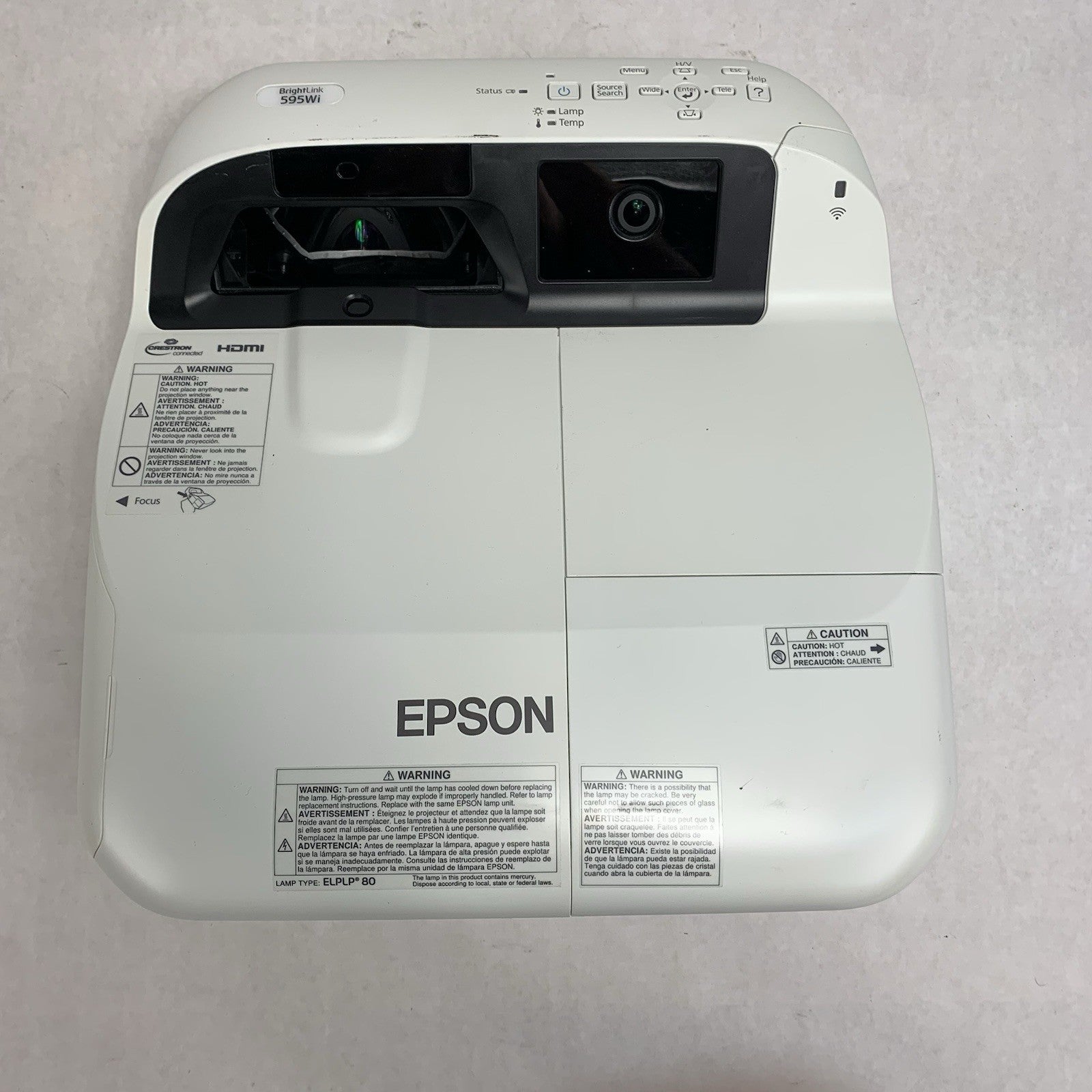 Epson H599A BrightLink 595Wi LCD Lamp Projector 1800 Lamp Hours - No Remote5
