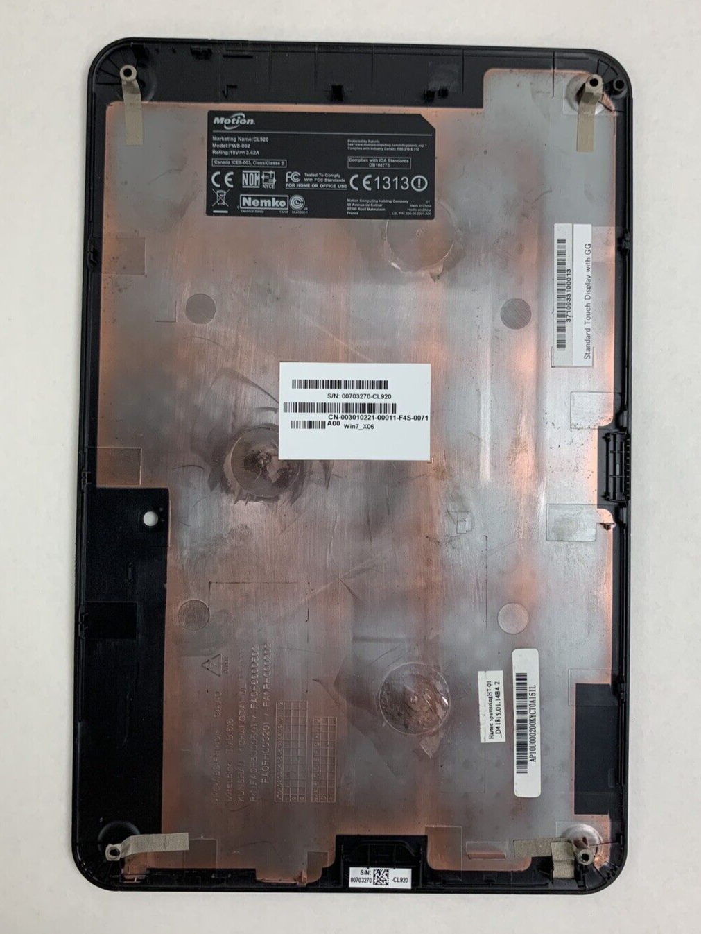 Motion CL920 Tablet PC Pentium N3540 4 GB Ram No Stylus No HDD No OS No Battery
