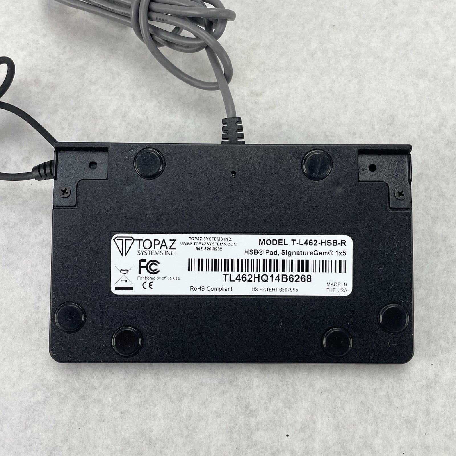 Topaz SignatureGem T-L462-HSB-R USB Signature Pad 1x5" Used Gray Cable6