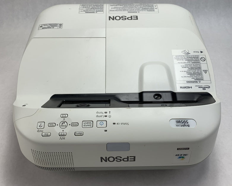 Epson BrightLink 595Wi H599A LCD Projector 654 Lamp Hours - No Remote