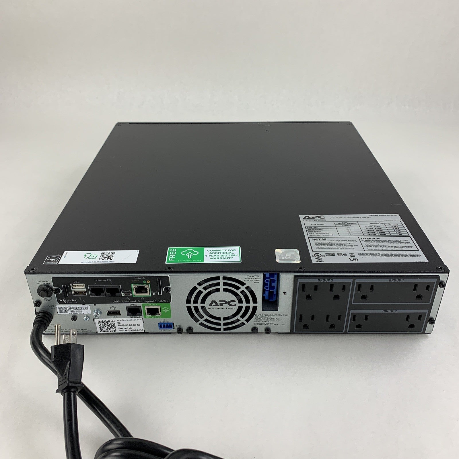 APC SMX1500RM2UCNC Battery Backup UPS w/ AP9641 No Batt No Caddy No FacePlate