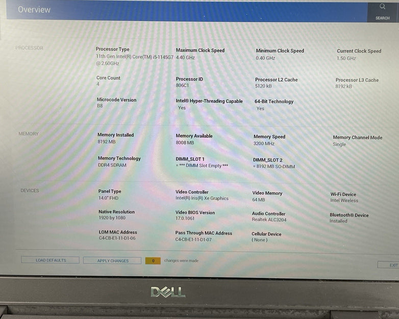 Dell Latitude 3420 14" i5-1145G7 2.60 GHz 8 GB RAM No SSD/OS/AC - Scratched