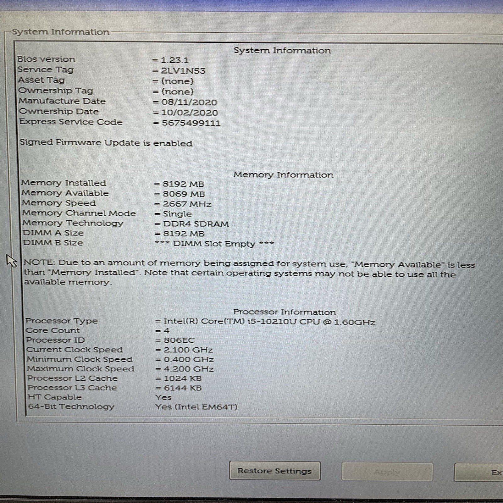 Dell Latitude 5510 15.6" i5-10210U 1.60 GHz 8 GB RAM No SSD/OS/AC/Batt - Worn2