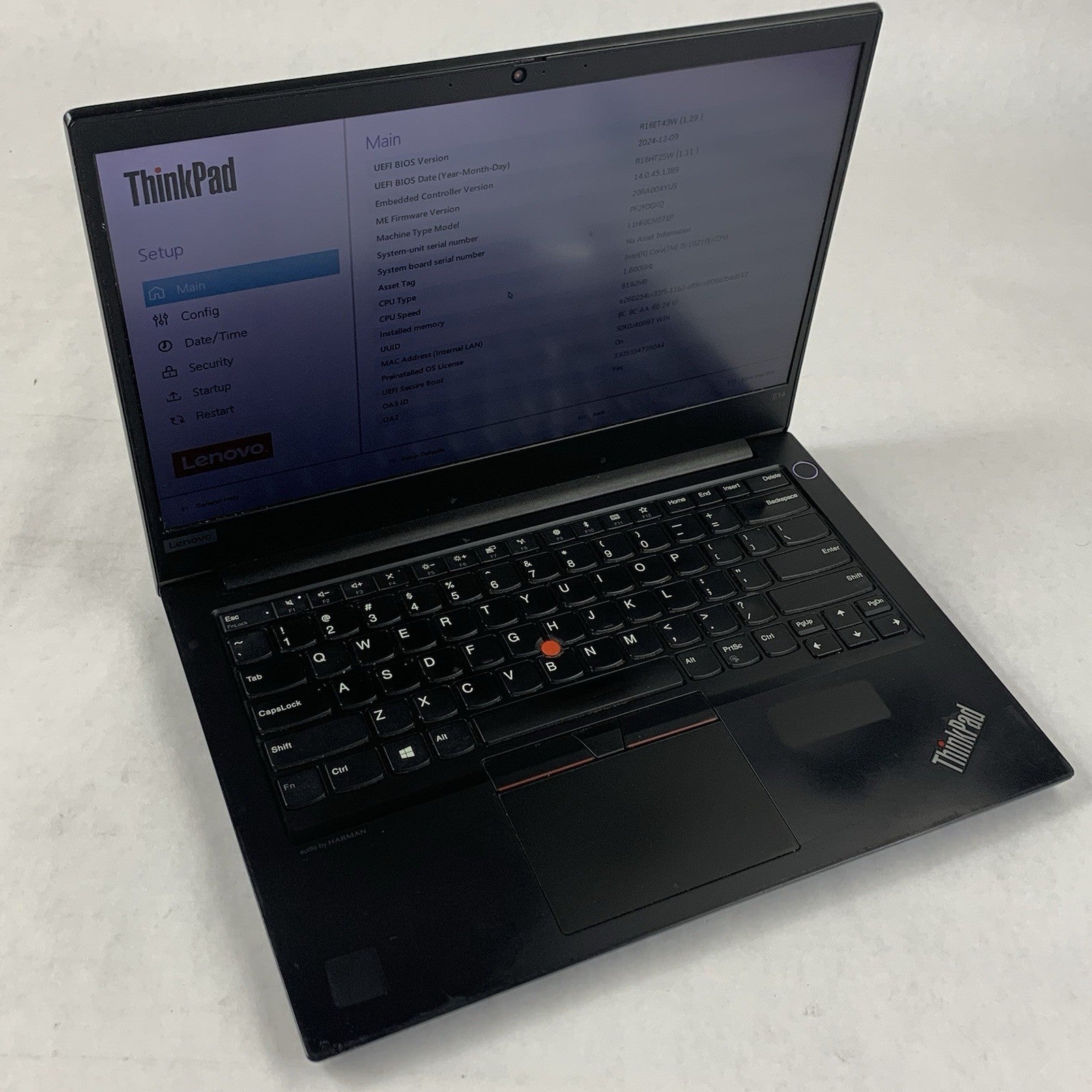 Lenovo ThinkPad E14 14" Gen 1 Laptop i5-10210U 1.6 GHz 8 GB RAM No OS/SSD/AC0