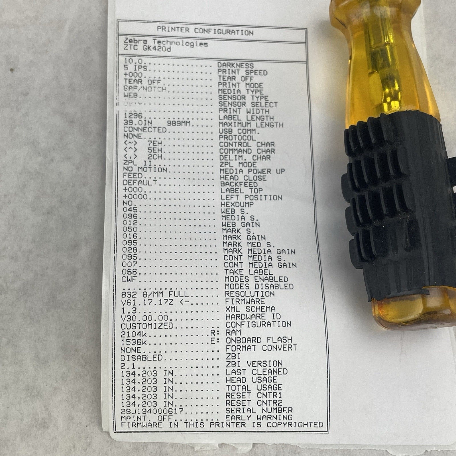 Zebra GK420d Direct Thermal Label Printer Grade C No Power Supply 134,217PGC11