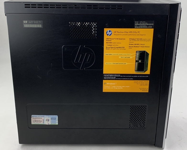 HP Pavilion Elite HPE-210y Desktop Computer AMD Phenom II 10 GB Ram No HDD No OS