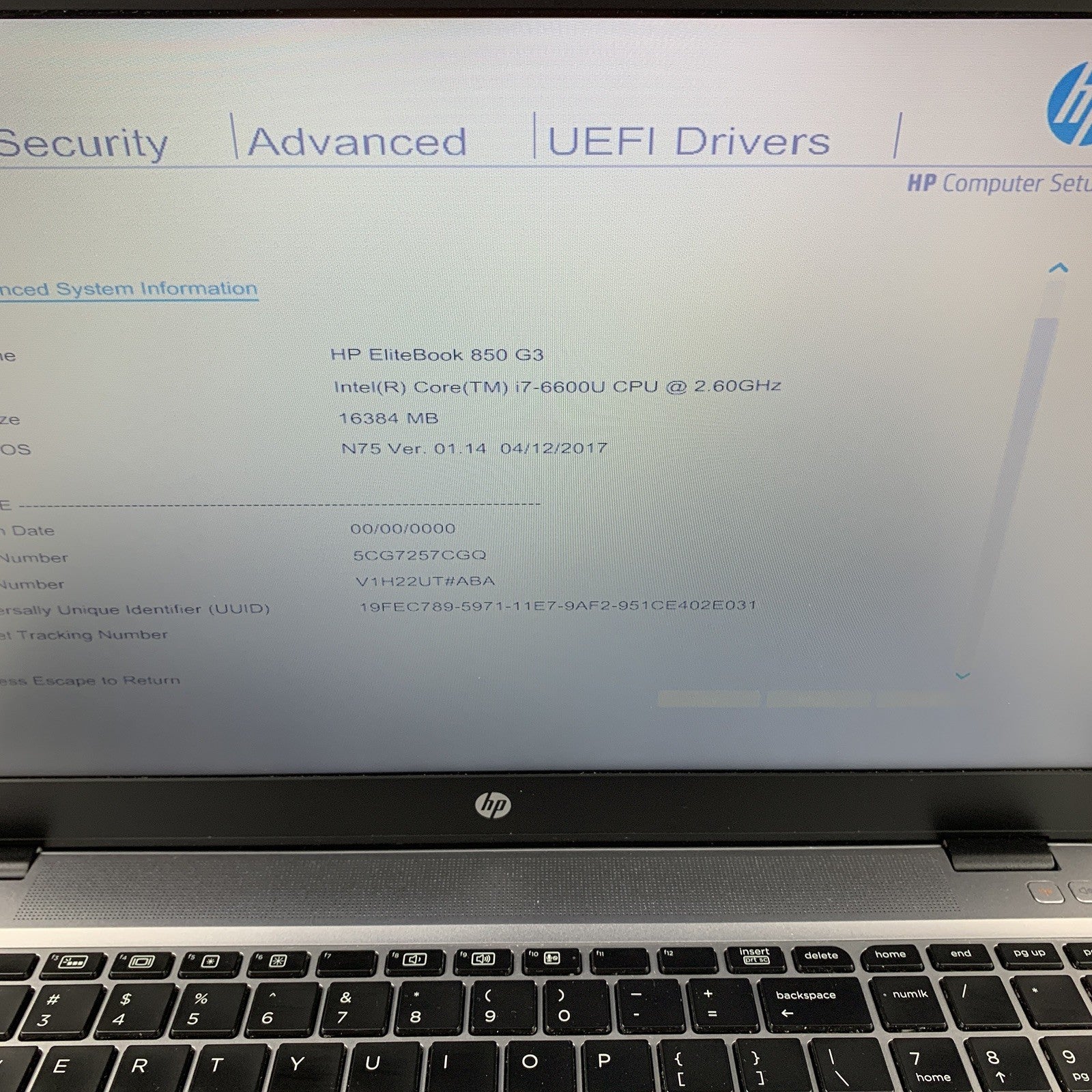 HP EliteBook 850 G3 Laptop 15.6" i7-6600U 2.6 GHz 16 GB RAM No OS No HDD No AC