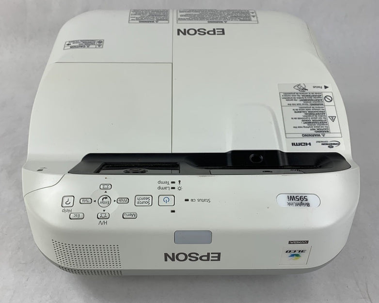 Epson BrightLink 595Wi H599A LCD Lamp Projector 1923 Lamp Hours - No Remote